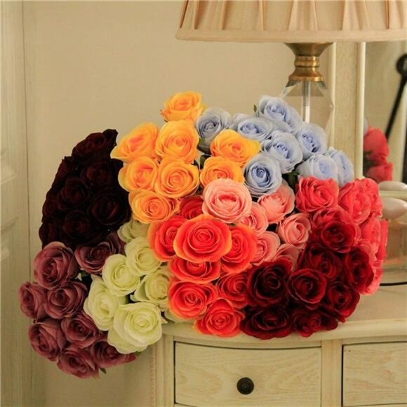 Artificial Roses Flowers with 8 Heads for Flower Arrangement (Red, 8) - Picture 7 of 7